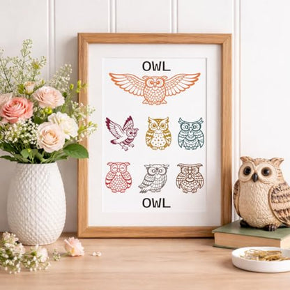 2 Sheet Owl Silk Screen Stencil, Animal Theme Self-Adhesive Reusable Silk Screen Printing Stencils Templates for Painting on Wood, T-Shirts, Bags, Home Decor & Festival Crafts - style: Owl
