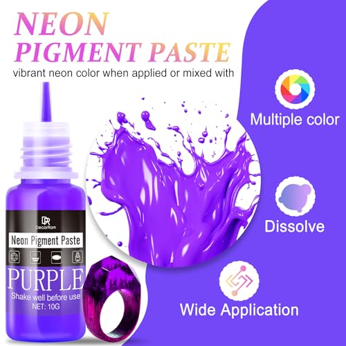 Neon Pigment Paste, 12 Colors Pigment Paste for Epoxy Resin, Opaque Resin Dye, Vibrant Color Easily Mix for Making Jewelry, Bath Bombs, Soap, Candles, Nail Art, Christmas Coasters Adult Hobby