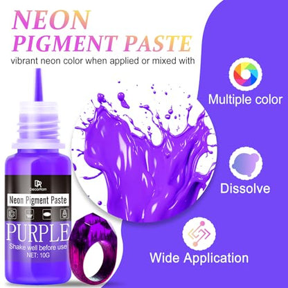 Neon Pigment Paste, 12 Colors Pigment Paste for Epoxy Resin, Opaque Resin Dye, Vibrant Color Easily Mix for Making Jewelry, Bath Bombs, Soap, Candles, Nail Art, Christmas Coasters Adult Hobby