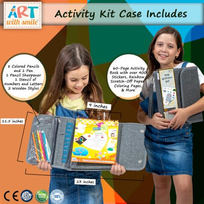Activity Book for Girls and Boys - Premium Case Includes Large 60-page - 420 Stickers, Rainbow Scratch Papers, Reusable Stickers, Coloring Pencils, Numbers and Letters Stencil - Educational Toys Gift - color: Activity Book
