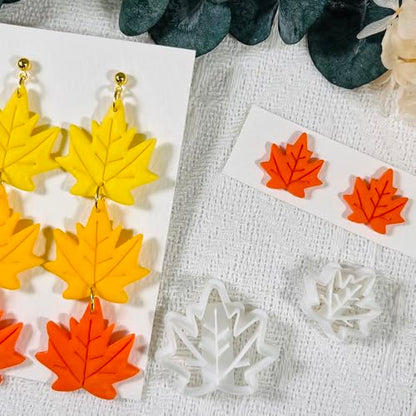 Xaekicr Polymer Clay Cutters Maple Leaf Set – 2PCS Fall Leaf Clay Earring Cutters for Polymer Clay Jewelry, Autumn Theme Clay Tools and Cutters for Earrings, Crafts and Seasonal DIY - color: J color
