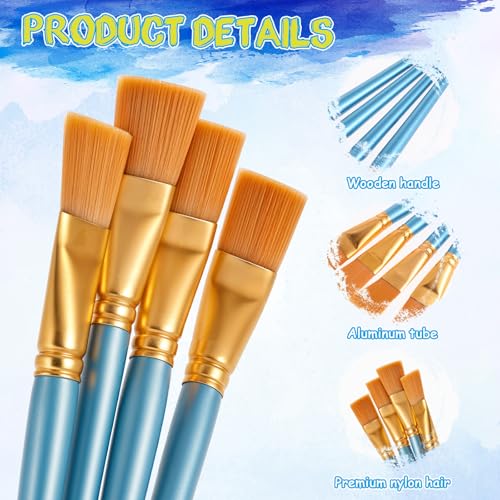 40Pcs Flat Paint Brushes Set, 1 Inch Wide Watercolor Brush Oil Painting Brushes Big Paint Professional Brush for Kids, Art Painters, Students Graffiti, Gouache, Acrylic Painting(Glod) - color: Glod