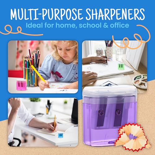 Craftzilla Pencil Sharpener 100 Pack, Manual Pencil Sharpeners Bulk, Handheld Dual Hole with Lid for Kids and Classroom, School Office Supplies - size: 100pcs Pencil Sharpeners