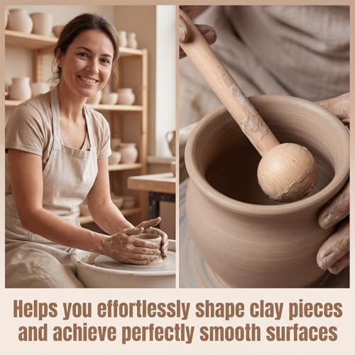 2 Pcs Wooden Throwing Stick for Pottery Shaping, Ceramic Throwing Tool Pottery Throwing-Tools Clay Hand Building Tools Trimming Tool for Pottery-Making