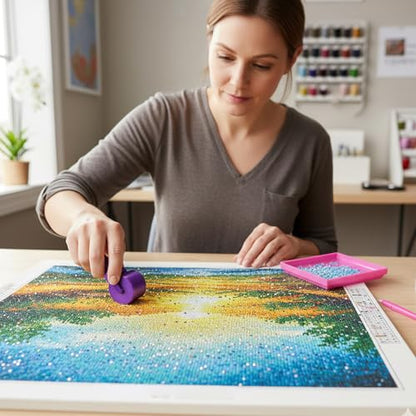 Diamond Art Roller, Diamond Painting Roller Tool, Essential DIY Craft Tool, Includes 2 Rollers (1 Candy Color + 1 Gradient) and 1 Diamond Art Pens Set (3 Pens 5 Clays 2 Dishes)