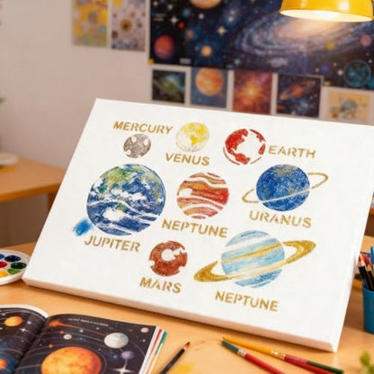 TIAMECH A4 Reusable Solar System Stencil for Painting | Planets Earth Mars Saturn Mercury Layering Template, DIY Wall Art, Wood Furniture, Scrapbook & Crafts (8.3x11.7inch) - style: Solar System