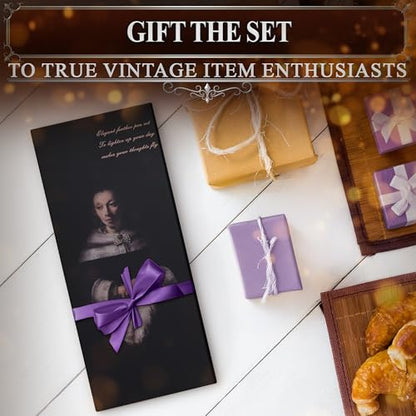 Victorian Writing Quill and Ink Set – Stainless Steel Dip Pen Feather Quill Pen and Ink Set with 5 Nib Refills, Secure Textured Grip, Gift-Ready Box with Display Stand – Calligraphy Gift Set (Purple) - color: Purple