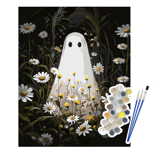 NPCSWXQ Paint By Numbers Kit for Adults Beginners, Ghost Floral Painting Crafts Number Art Paint Kits for Home Wall Bedroom Study or Office Decor Gift 16x20Inch - color: SZH2506