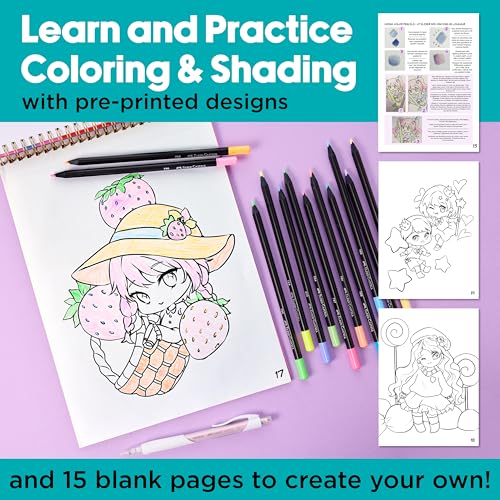 Faber-Castell Anime Drawing Kit: Chibi Edition | Step-by-Step Instruction Book with 20 Practice Pages, Color Pencil Set & Drawing Supplies for Kids, Back to School Supplies (1 Book) - style: Chibi Edition