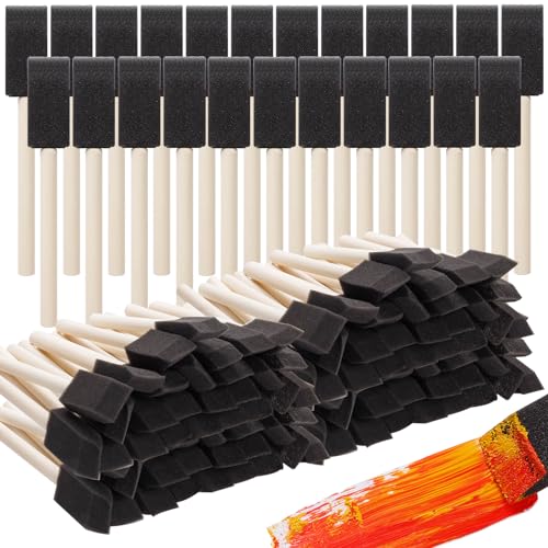 240 Pcs Foam Paint Brushes, 1 Inch Foam Brush for Painting, Bulk Sponge Brushes with Wood Handles, Foam Art Paintbrushes Set for Staining, Varnishing, Finishing, Touchup and DIY Craft Projects - size: 1 Inch-240Pcs