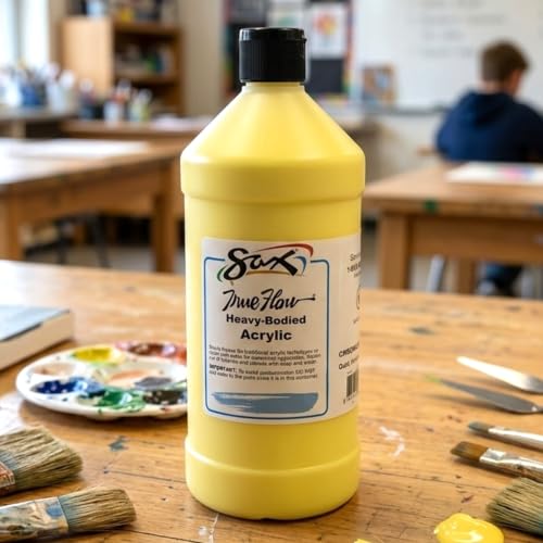 Sax Heavy Body Acrylic Paint for School and Arts and Crafts Use, Chrome Yellow, 1 Quart - color: Chrome Yellow, size: 32 Fl Oz (Pack of 1)