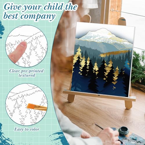 Sherr 12 Pcs Pre Drawn Canvas Pre Printed Canvas for Adults Sip and Paint Party Canvases Painting Kit for Summer Easter Mother's Day Party Favor(Mountain Lake,8 x 10 Inch) - size: 8 x 10 Inch, style: Mountain Lake