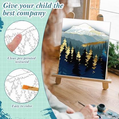Sherr 12 Pcs Pre Drawn Canvas Pre Printed Canvas for Adults Sip and Paint Party Canvases Painting Kit for Summer Easter Mother's Day Party Favor(Mountain Lake,8 x 10 Inch) - size: 8 x 10 Inch, style: Mountain Lake