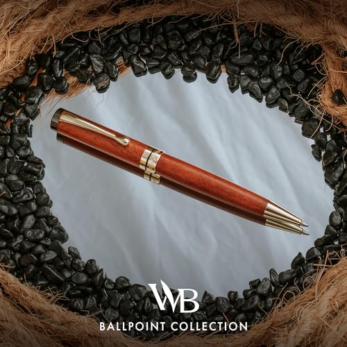 Wordsworth and Black Ballpoint Pen Set - Stunning Luxury Pen Bamboo Cherrywood Gold Finish, Refillable, Best Ball Pen for Men & Women, Black Ink Refill, Elegant, Point Pen - color: Cherry Wood
