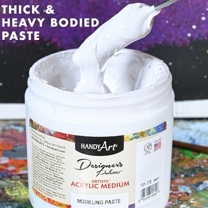 Handy Art Modeling Paste, 32 oz, Opaque White Finish, 3D Texture & Impasto | Creates Sculptural Texture & Impasto Effects, Artist Quality Medium Dries Hard, Sandable, Safe & AP Non-Toxic, Made in USA - color: Modeling Paste, size: 32 Fl Oz