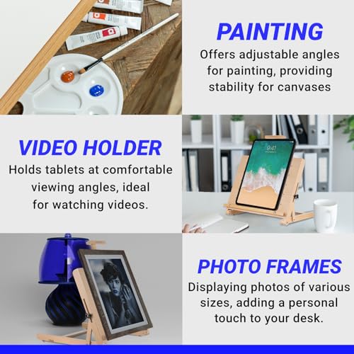 Falling in Art Beechwood Tabletop Easel, Wooden Drawing Board Easel, Adjustable Desktop Easel for Artists and Beginners, Suitable for Painting and Displaying Artwork