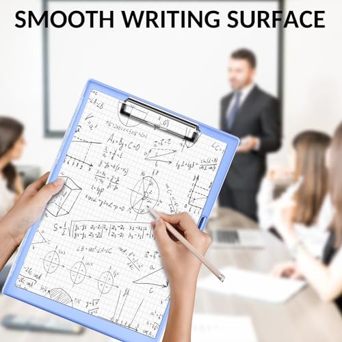 Sooez Clipboard with Storage, Heavy Duty Cleaview Clip Boards 8.5x11 with Dual Storage, Dry Erase Plastic Nursing Clipboard, High Capacity Clipboards Folder for Teacher Nurse, School & Office Supplies - color: Light Blue