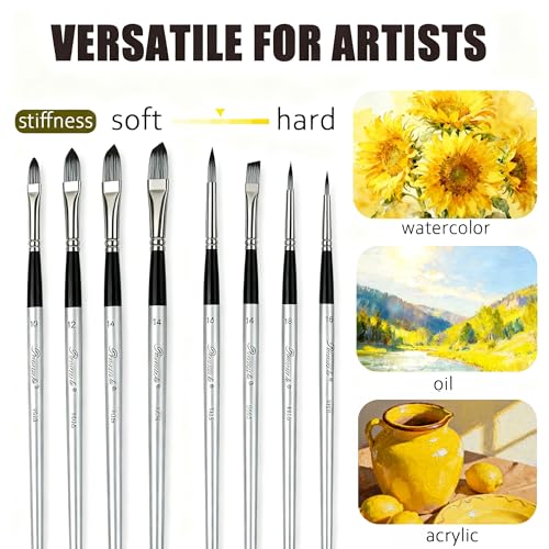 Acrylic Paint Brushes Set, 25pcs Professional Artist Series with Wide Flat, Filbert, Fan, Dagger, Cat Tongue, Round, Angle, Rigger for Oil, Acrylic, Face Painting（Color Blocking ） - color: Color Blocking