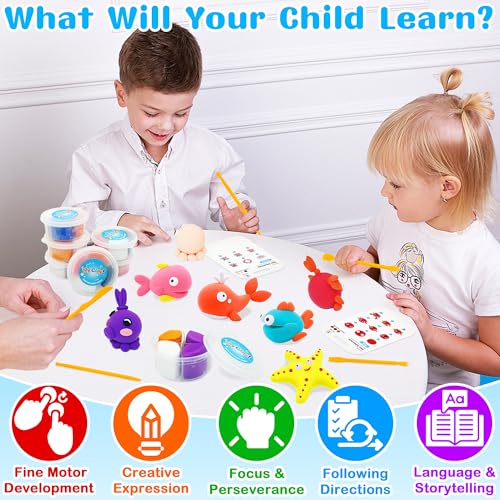 LanMa Air Dry Clay Kit for Kids, 12 Pack Sea Animal Air-Dry Art Kits with Ultra Light & Soft Modeling Clay, Instructions, Sculpting Tools, Christmas Birthday Gifts for Boys Girls - color: Sea Animals