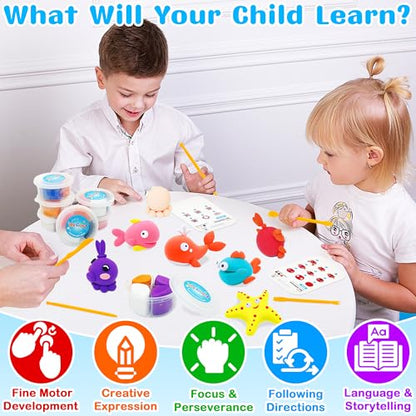 LanMa Air Dry Clay Kit for Kids, 12 Pack Sea Animal Air-Dry Art Kits with Ultra Light & Soft Modeling Clay, Instructions, Sculpting Tools, Christmas Birthday Gifts for Boys Girls - color: Sea Animals