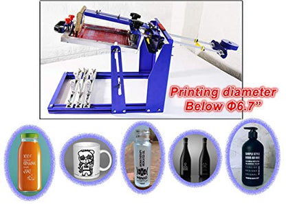 TECHTONGDA 8x10 Inches Cylindrical Screen Printing Machine for 6.7 Inches Diameter Cylinder Silk Screen Printing Press for Pen Cup Bottle