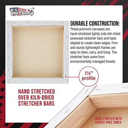 U.S. Art Supply Square Stretched Canvas for Painting 12x12 inch Gallery Depth 1-1/2" Thick, 3-Pack - 12oz Acrylic Gesso Triple Primed, Professional Artist Quality, 100% Cotton - Pouring, Oil Paint - size: 12" x 12"
