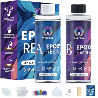 Epoxy Resin Kit for Beginners 16 OZ with Molds, Clear No Bubble Fast Curing Heat Resistant for Casting Coating Art DIY Craft Jewelry Making, Keychains - size: 16 OZ