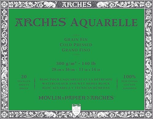 Arches Watercolor Paper Block, Cold Press, 11" x 14", 140 Pound - size: 11"x14", style: Cold Press