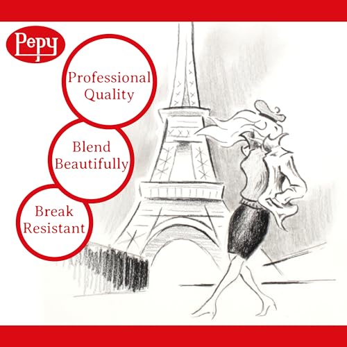 Pepy Professional Medium Charcoal Pencil Drawing Set – Set of 6 Pre-Sharpened Black Charcoal Pencils; Perfect for Drawing, Sketching, Blending and Shading