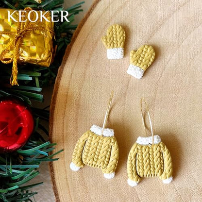 Keoker Polymer Clay Texture Sheet Christmas, Christmas Clay Texture Mat for Making Earrings Jewerly, Christmas Polymer Clay Earrings Tools (Style 3) - color: Style 3