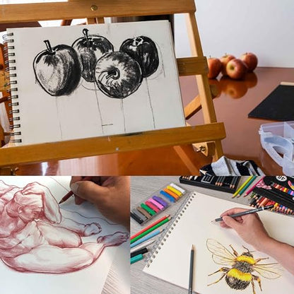 U.S. Art Supply 11"x14" Top Spiral Bound Sketch Book, 2 Pack, 100 Sheets Each, 60lb (100gsm), Acid-Free, Artist Sketchbook, Drawing Pad for Adults & Students - size: 11-x-14-inch