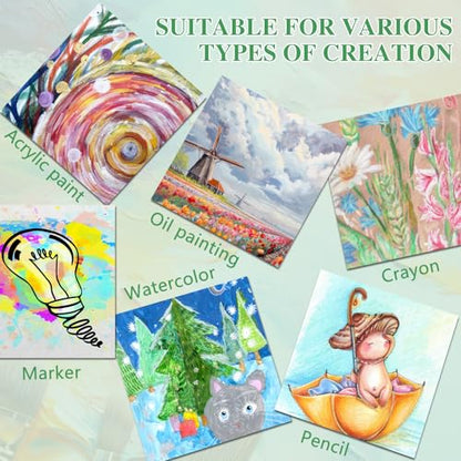 ESRICH Mini Canvases for Painting,4x4In Canvas in Bulk 10Pack, 2/5In Profile Small Square Canvas, Blank Canvases are Great for School Projects and Kids Birthday Parties, Home Decor Project. - size: 4x4in-10Pack