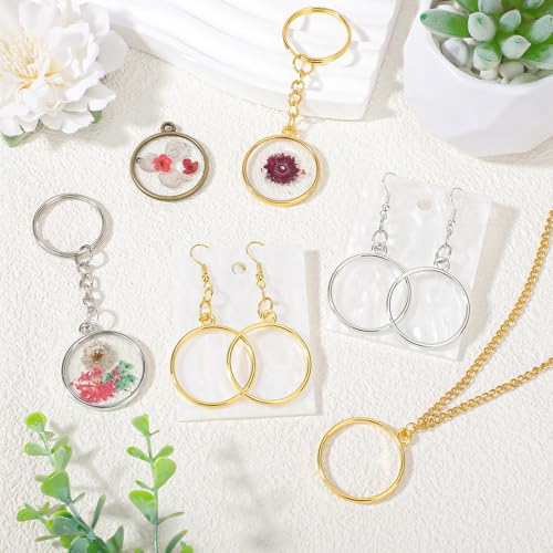 Gartful Open Bezels for Resin Jewelry Making, Hollow Frame Pendants with Jump Rings, Craft Bezels for Necklace, Earrings - style: Circle - 30PCS