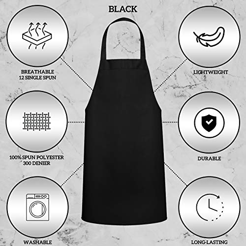 GREEN LIFESTYLE 120 Pack Bib Aprons - Unisex Machine Washable Kitchen BBQ Aprons Bulk (Pack of 120, No Pockets, Black) - color: Black, size: Pack of 120, No Pocket