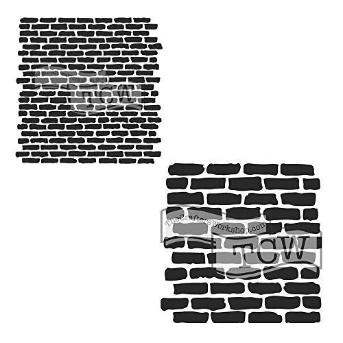 The Crafter’s Workshop - Reusable Stencil for Painting and Crafts – Classic Brick Texture for Journals, Walls, and Art – 2 Pk, 6" x 6" – Micro Bricks/Bricks 6x6 - style: Micro Bricks / Bricks 6x6