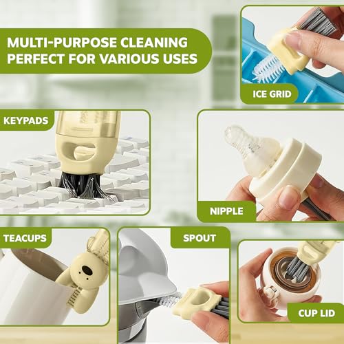 Cup Lid Cleaning Brush, 3 in 1 Lid Cleaner for Tumblers and Water Bottles, Gap Cleaning Brush with Straw Hole Detail Tool, Multifunctional Brush for Daily Use (Yellow Green) - color: Yellow Green