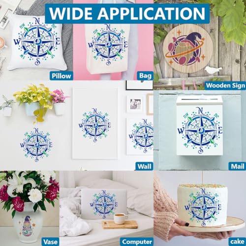 MAYJOYDIY Compass Stencil 11.8×11.8inch Large Compass Rose Stencil Template with Paint Brush Reusable Nautical Journey Travel Tool Stencil for Painting on Furniture Wood Canvas Paper Wall - color: Compass Rose