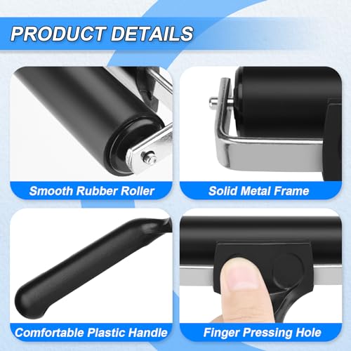 Cosmos 3 Pcs Rubber Brayer Roller Stamping Roller Gluing Roller Tool for Printmaking, Gluing Application, Block, Wallpaper, Printing & Stamping, 3.75 Inches Width Size