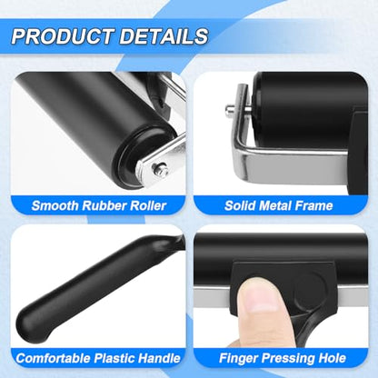 Cosmos 3 Pcs Rubber Brayer Roller Stamping Roller Gluing Roller Tool for Printmaking, Gluing Application, Block, Wallpaper, Printing & Stamping, 3.75 Inches Width Size