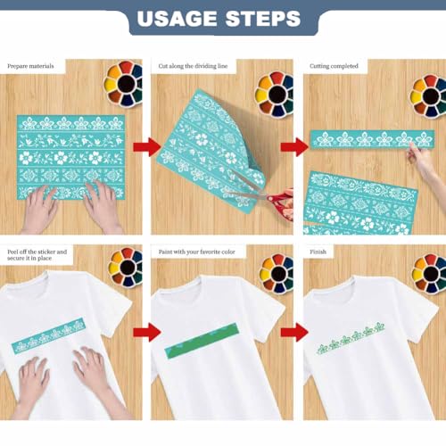 2 Sheets Flower Background Silk Screen Stencil, European Floral Painting Stencils Templates Reusable Self-Adhesive Silk Screen Printing for Wall Border Wood Fabric Home Craft Decor - style: European Floral