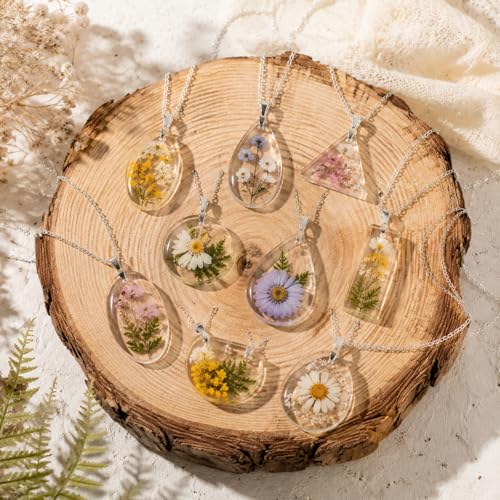 Resin Jewelry Molds Silicone Molds Casting Tray with Hole Assorted Shapes Handmade Resin Pendant Mold for DIY Gem Cabochon Earring Necklace Jewelry Keychain Bookmark Making Kit Crafting Projects