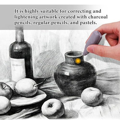 Smilo 8-Pack Gray Kneaded Erasers | Moldable & Dust-Free Putty Eraser | No Smudge Art Eraser with Case for Drawing - color: Gray