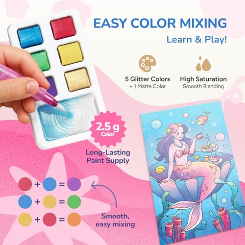JoyCat 2 Pack Pocket Paint with Water Coloring Books for Kids, Art & Craft Activity Toy Set, Creative Travel & Home Painting Kit, Gifts for Girls & Boys Ages 3-8 (Magical Pony & Ocean Princess) - style: 2 Pack - Magical Pony & Ocean Princess