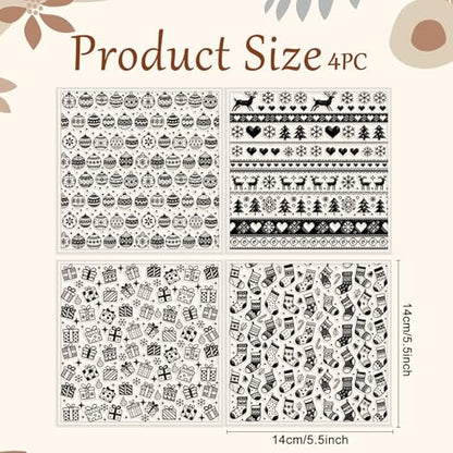 CHGCRAFT 4 Pcs Christmas Polymer Clay Texture Sheets Knitted Patterns Silicone Texture Stamp Snow Socks Clay Texture Mat Modeling Pattern Pad Sheets for Jewelry and Earrings Tools, 5.5x5.5 inch - style: Snow Socks