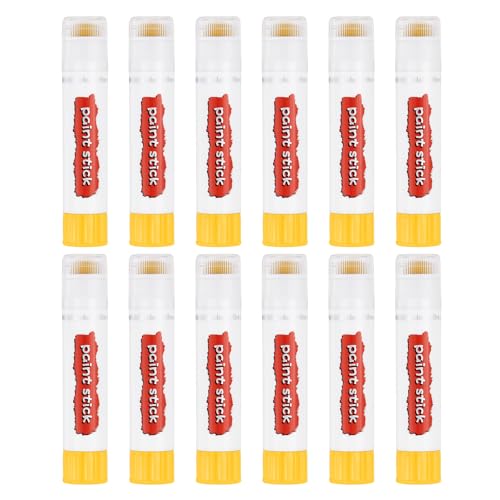 PATIKIL Tempera Paint Sticks, 12 Pcs Solid Tempera Paints Sticks Washable Bulk Markers Pen Quick Drying for Artists Beginners Art Supplies, Light Yellow - color: Light Yellow