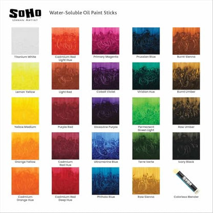 Soho Urban Artist Water Soluble Oil Sticks for Artists – Permanent Green Light Oil Paint Stick - 37 ml - No Brushes or Solvents Needed, Paint Any Primed Surface, Water Clean-Up, Non-Toxic, 4.8 x 0.78 - color: Permanent Green Light