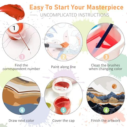 Framed Paint by Numbers Kit for Adults Beginners & Kids Ages 8-12, Abstract Mountain Acrylic Easy Paint by Number with Frame, Paint by Number Kits on Canvas Framed (10 * 10 Inch, without Easel) - color: BOP1PF09, size: 10 x 10 Inch