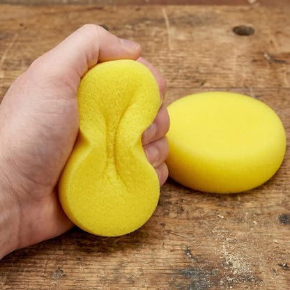 7pcs Round Pottery Sponges, Water Absorption Painting Tack Sponge for Clay, Pottery Tools Art Supplies for Leather Care Drawing Crafts Kitchen Shoes Ceramics- Yellow