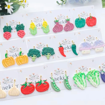Xaekicr 13 Pcs Vegetable Polymer Clay Cutters - Miniature Food Shape Jewelry Making Tools for Earrings, Charms & DIY Crafts, Soft Clay Molds - color: 2G color