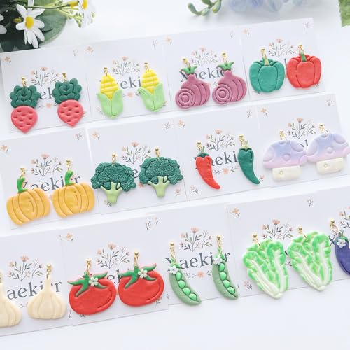 Xaekicr 13 Pcs Vegetable Polymer Clay Cutters - Miniature Food Shape Jewelry Making Tools for Earrings, Charms & DIY Crafts, Soft Clay Molds - color: 2G color